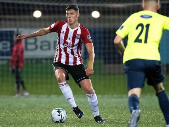 Derry City's Eoin Toal in action against Finn Harps.