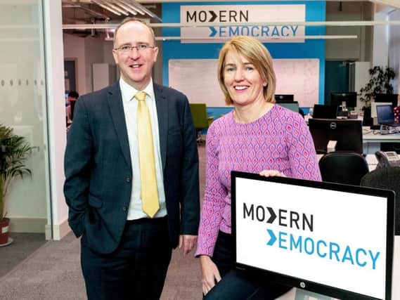 Des Gartland of InvestNI and Carmel Quigg of Modern Democracy.