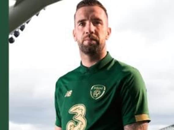 Shane Duffy wearing Ireland's new kit.
