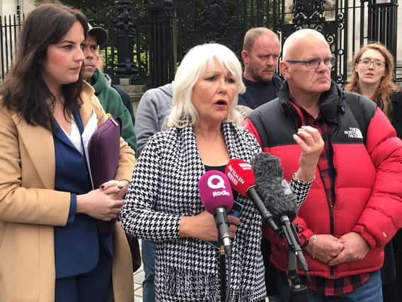Margaret McGuckin, leader of Survivors and Victims of Institutional Abuse, speaks outside The Court of Appeal in Northern Ireland, as it has ruled that the Executive Office has the power to introduce a compensation scheme for victims of historical institutional abuse. (Photo: Rebecca Black/PA Wire)