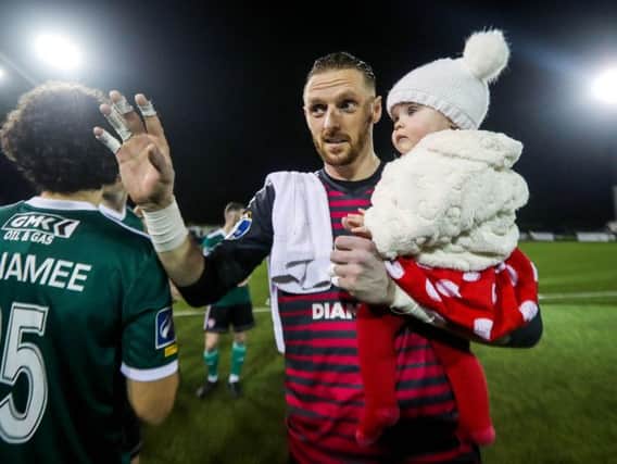 Peter Cherrie with his niece Elllie Boyle pictured at Derry City's final game of the 2019 campaign against Finn Harps at Brandywell.