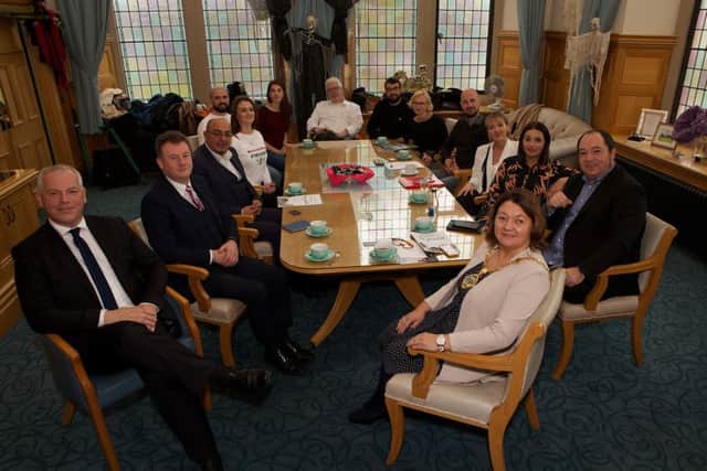 The MEPs with Mayor Michaela Boyle and council executives. (Photo - Tom Heaney, nwpresspics)