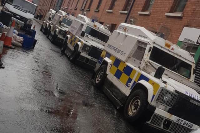 PSNI vehicles in Chamberlain Street on Thursday.
