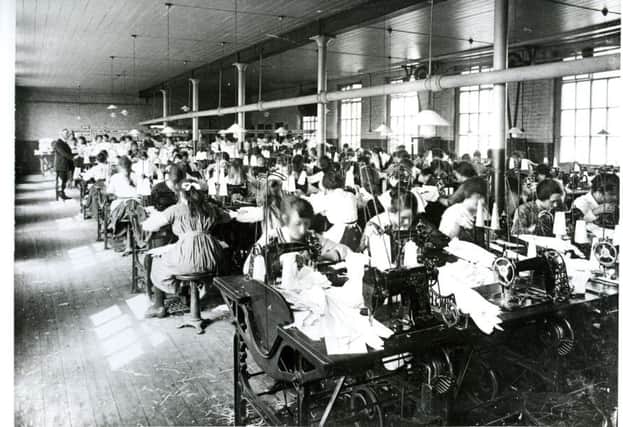 A Derry shirt factory in the 1920s. Stanley Baldwin called a December 1923 election because he wanted to introduce tariffs on imports he felt were contributing to unemployment.