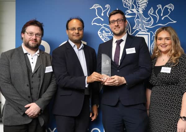 Pictured at the Royal College of Psychiatrists Annual Awards event are members of the Western Trust's Grangewood Crisis Service Team Dr Noel Crockett; Dr Chris Sharkey and Roisin O'Hanlon who were named Team of the Year - Quality Improvement.