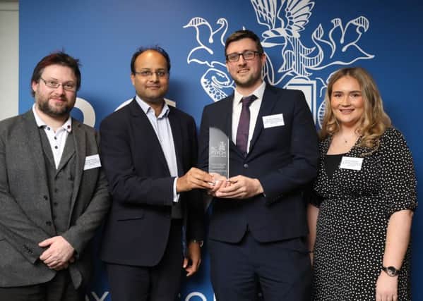 Pictured at the Royal College of Psychiatrists Annual Awards event are members of the Western Trust's Grangewood Crisis Service Team Dr Noel Crockett; Dr Chris Sharkey and Roisin O'Hanlon who were named Team of the Year - Quality Improvement.