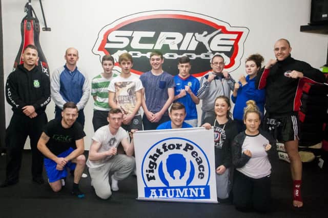 Pictured at Strike Bayroad, during the launch of the Fight For Peace Project, organised by the Old Library Trust, working in partnership with St Columb's Park House to deliver a Mixed Martial Arts Programme for young people from Creggan, Caw, Nelson Drive and Currynierin. Coaches, Marty McLaughlin (BJJ Torress), left, and Daniel 'Pinta' Quigley, right. (DER-47-2111-GMI-01-STRIKE)