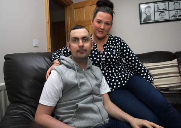 Former Derry City star Mark Farren pictured with his wife Terri Louise on Tuesday evening. DER1715MC007