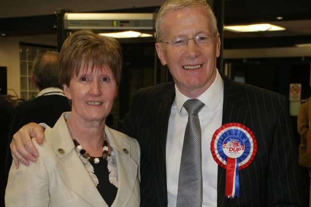 A jubilant Gregory Campbell and his wife Frances in Templemore. DER1815MC127