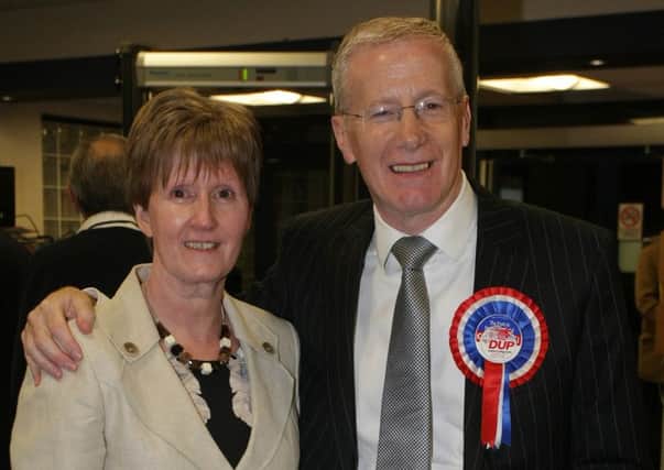A jubilant Gregory Campbell and his wife Frances in Templemore. DER1815MC127