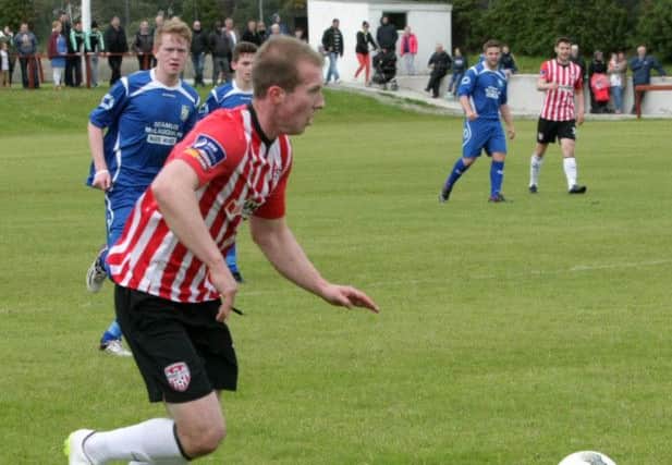 Derry City winger Stephen Dooley in action at Greencastle on Sunday. DER2415MC142