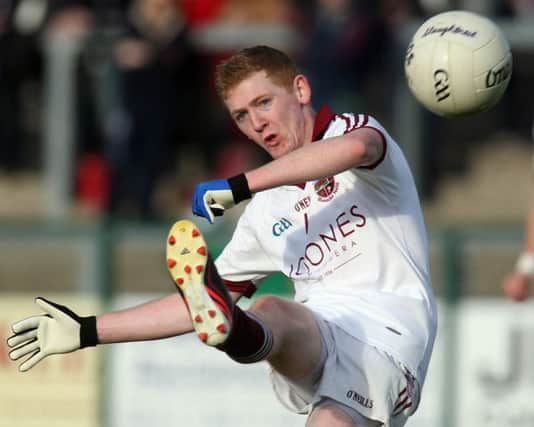 Slaughtneil's Christopher Bradley scores from play in Owenbeg on Sunday. ( Photo Lorcan Doherty / Presseye.com)