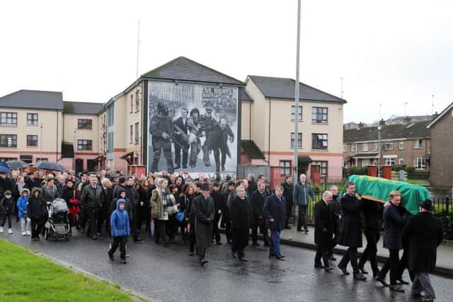 Â©/Presseye.com - 10th  January 2016.  Press Eye Ltd - Northern Ireland - The funeral of veteran Civil Rights activist Paddy 'Bogside' Doherty.

Mandatory Credit Photo Lorcan Doherty / Presseye.com
