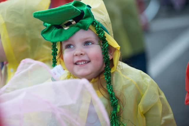 Gracie Arbuckle who danced her way through the carnival in Derry City Centre on St. Patrick's Day. Picture Martin McKeown. Inpresspiucs.com. 17.03.15