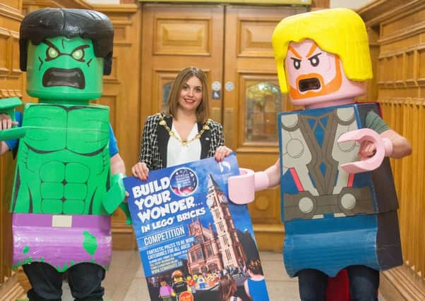 Derry and Strabane District Council Mayor Councillor Elisha McCallion at the launch of the Lego Brick Wonders competition. Picture Martin McKeown. Inpresspics.com. 09.12.15