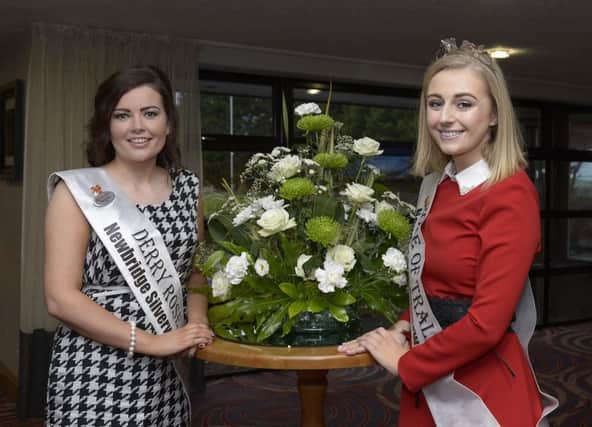 Derry Rose Eimear Anderson (on the left) pictured with the current Rose of Tralee, Meath Rose Elysha Brennan.  DER0216GS001