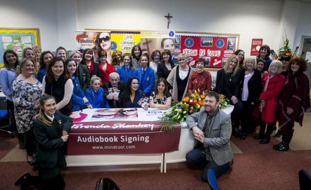Group pictured at the  audio book launch of celebrity stylist, beauty expert and former student Brenda Shankey at St. Mary's College on Monday afternoon. The new audiobook launch 'Be Fabulous - Have It All' included the Mayor of Derry City and Strabane District Council, Councillor Elisha McCallion, local councillors, invited guests, students, teachers and local authors. DER0216MC011