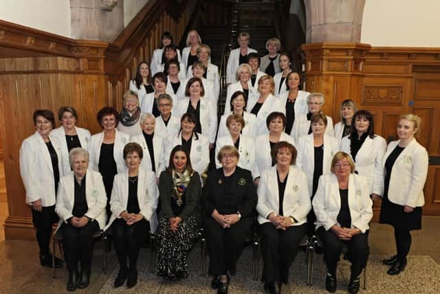 The Mayor of Derry and Strabane Colr Elisha McCallion pictured with the Colomcille Ladies Choir at a reception held in the Guildhall to mark their 45th anniversary. DER0316GS041