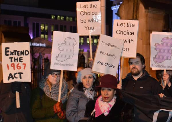 Campaigners pictured at a recent pro-choice rally in Belfast.