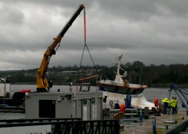 The salvage operation at the Foyle Marina yesterday