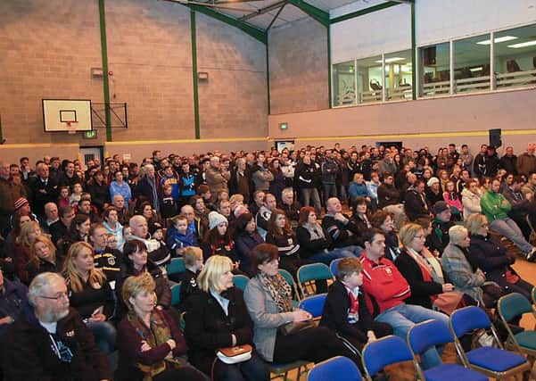 A packed Dungiven Sports Pavilion in Dungiven at the recent public meeting about the provision of sports facilities. INLV0316-121KDR