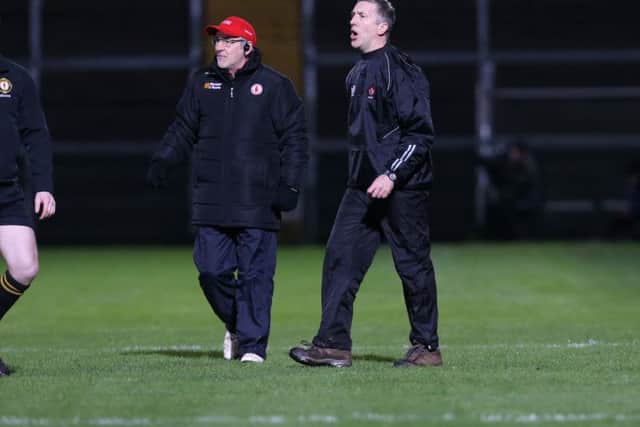 Tyrone manager Mickey Harte and Derry manager Damien Barton.   (Picture by Andrew Paton/Presseye.com)