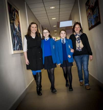 Erin Hutcheon and daughter Amy pictured with Janet McCaul and her daugher Ines during the St. Mary's College 'Parents To School Day.'