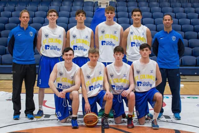 The St Columb's College U19 squad who lost out to Castleisland in the Subway U19 B Boys All-Ireland Schools Cup Final at the National Basketball Arena, Tallaght, Dublin.