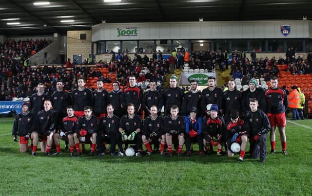 The Derry panel line out before last week's McKenna Cup final in the Athletic Grounds.