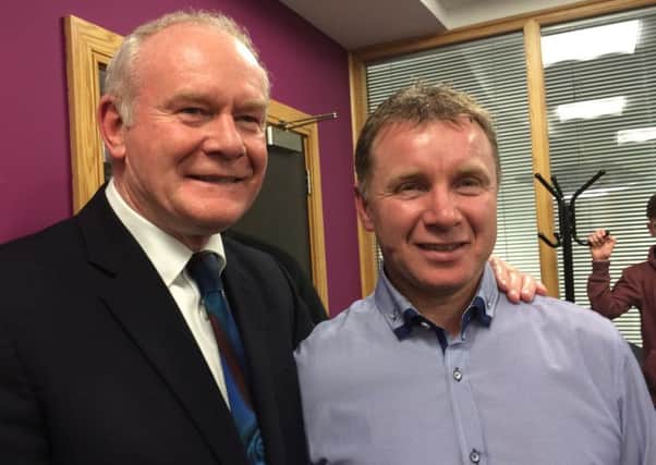 Deputy First Minister, Martin McGuinness and GAA All Star, Dungiven's Kieran McKeever.
