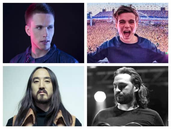 COULD ONE OF THESE ACTS HEADLINE MTV IN DERRY IN 2016? Pictured from top right, clockwise, Martin Garrix, Steve Angello, Steve Aoki and Nicky Romero.