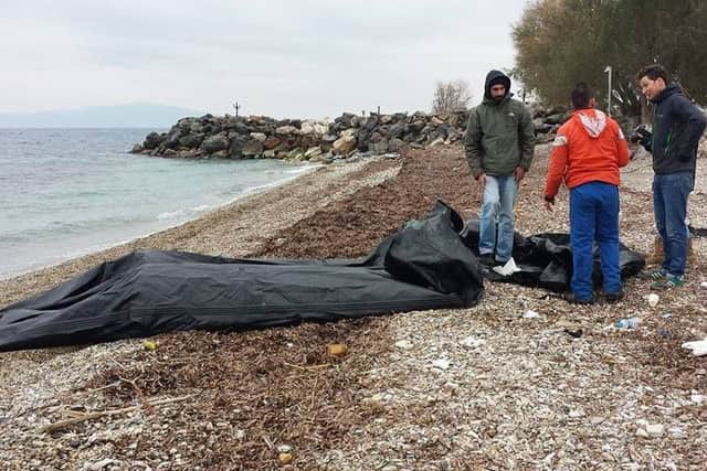 The remains of one of the boats used to ferry people from Turkey to Greece.