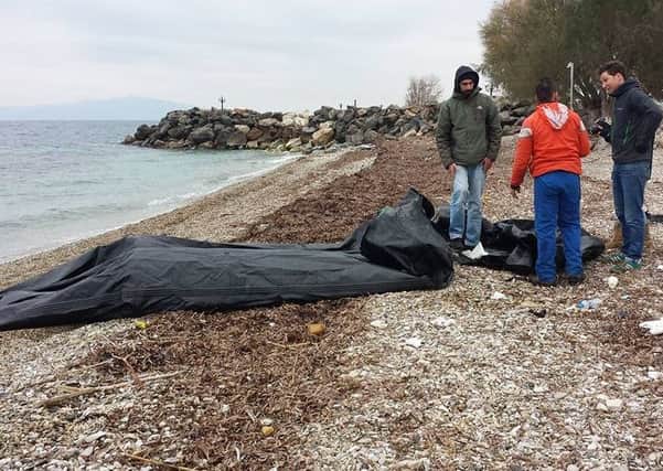 The remains of one of the boats used to ferry people from Turkey to Greece.