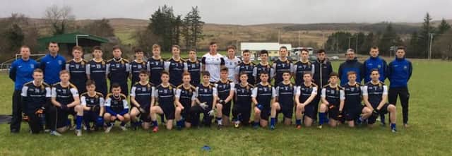 The St. Columb's College panel which defeated St. Ciaran's Ballygawley in the MacLarnon Cup Quarter-final in Loup on Friday.