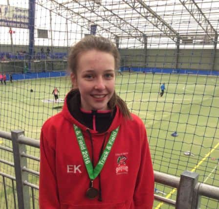 Jessica O'Hare, U18 Girls 200m silver medallist at the NI & Ulster Indoor Age Group Championships in Magherafelt.