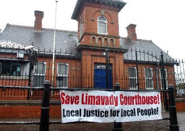 Local solicitors and politicians have campaigned to save Limavady Courthouse from closure. (DERR1002PG72)