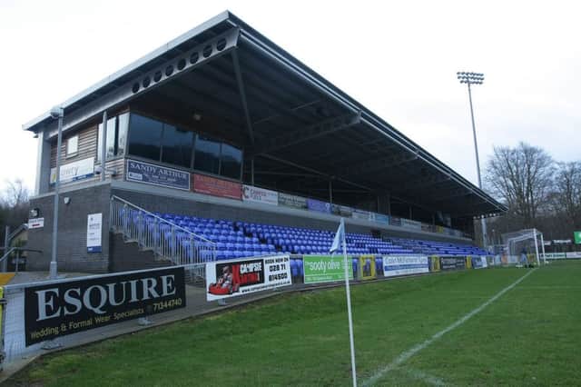 The East Stand at Institute's Riverside Stadium in Drumahoe which could soon become a temporary home for Derry City. DER5314MC020
