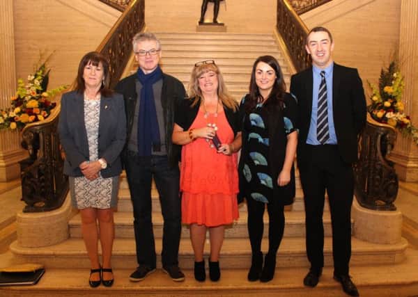 From left to right: Rosie McCorley MLA , Joe Brolly ,Maeve McLaughlin Foyle MLA Chair of the Health Committee Grace McDermott and DaithÃ­ McKay MLA meeting with Joe Brolly to discuss an organ donation bill that is clear and makes the department promote organ donation.