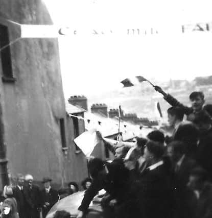 Republicans on board a lorry which was part of the cavalcade that greeted De Valera on his arrival in Derry.