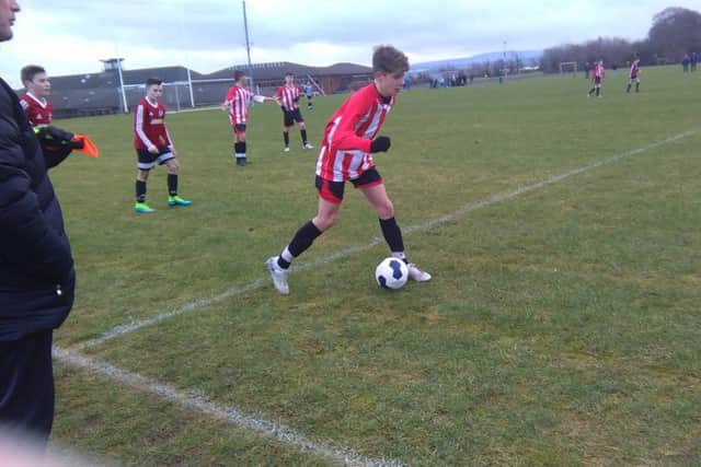 Derry Colts' Con McAllister in action during the recent win over Maiden City.