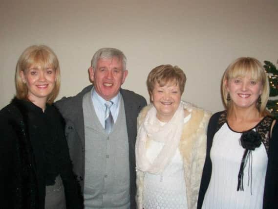Jackie with his wife Briege and their daughters Bernadette and Shauna.