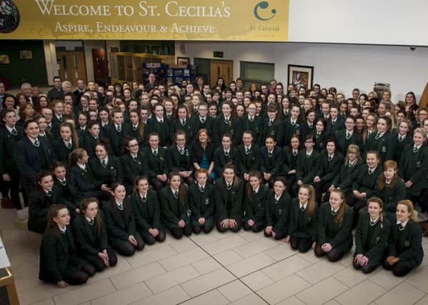 INSIGHT INTO INDUSTRY. . . . .St. Cecilia's College staff pictured with Year 10 and 12 students who took part in visiting local employers during their Annual 'Insight Into Industry' Day on Friday last. Staff and students visited over thirty businesses as part of their extensive careers programme. St. Cecilia's College have been recipients of the Irish News Careers Inspiration Award for the last two years. The 'Insight Into Industry' day ended a successful week of careers, orientated workshops and careers carousels for Year 11 students and workshops for Year 9, 13 and 14 students. DER0616MC004
