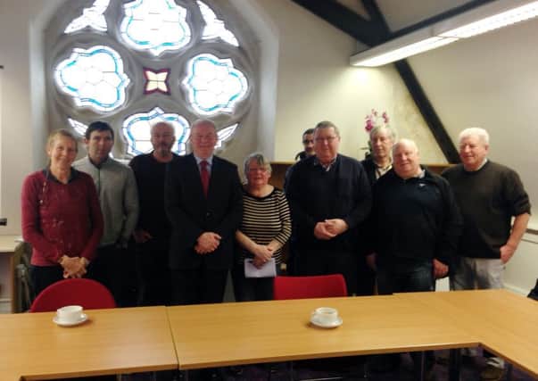 Deputy First Minister, Martin McGuinness (fourth from left) pictured at a recent meeting in Derry with representatives from the Derry Trades Union Council (DTUC). Included is DTUC Chair, Liam Gallagher (fourth from right).