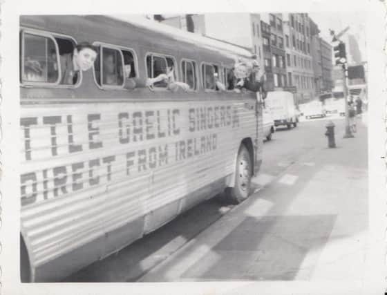 The Little Gaelic Singers tour bus during coast to coast tour bus in the States.
