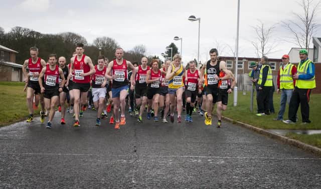 ST. PATRICK'S 5k RUN. . . .Runners pictured at the start of the St. Patrick's Day 5k Run on Saturday at the Gransha Grounds. DER1016MC020
