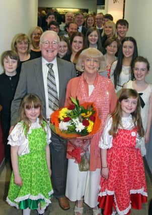 Giles Doherty, with his wife, Josephine and their children and grandchildren pictured during a concert held in his honour in 2013.