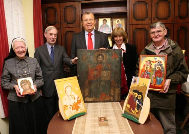 Pictured back in 2007, His Excellency Yury Fedotov, Ambassador of Russia, and his wife Elena visited the Sisters of Mercy Convent in Pump Street where they met (the late) Sr Aloysius, iconographer, Annesley Malley, Friends of Prehen House, and Dick Sinclair, art tutor. The guests were shown works by the local school of icon-painting and a 16th Century Russian icon from Prehen House. (0510C13)