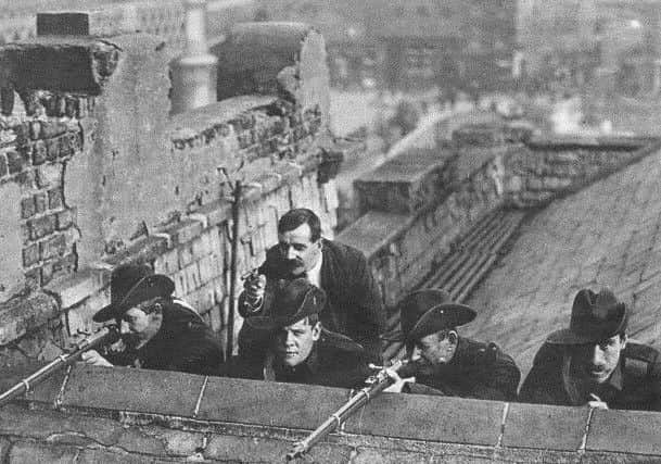 Members of the Irish Citizen Army on the roof of Liberty Hall.