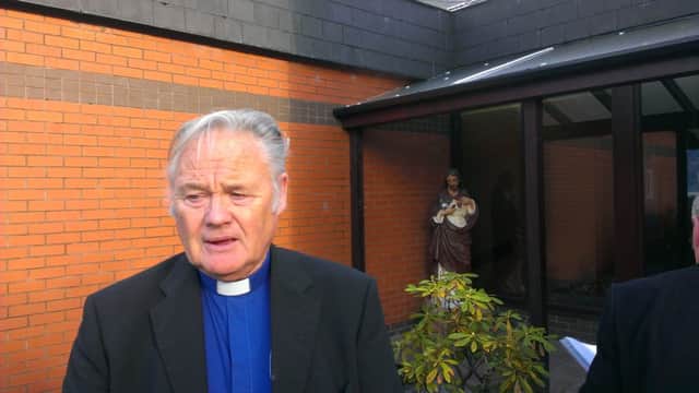 Fr. Paddy O'Kane pictured outside the Holy Family Church Parochial House on Wednesday evening.