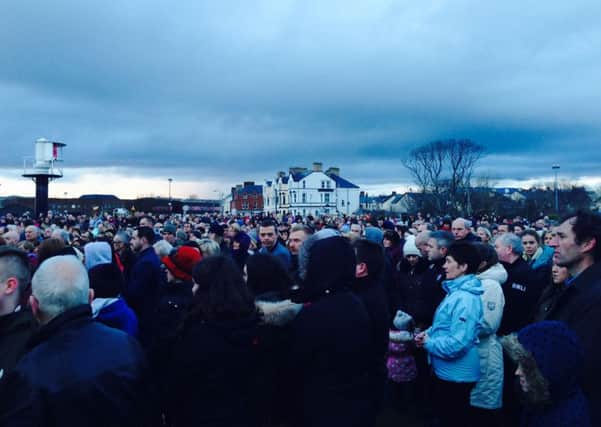 A section of the large crowd in attendance at the vigil in Buncrana.